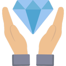 Dos manos sosteniendo un diamante